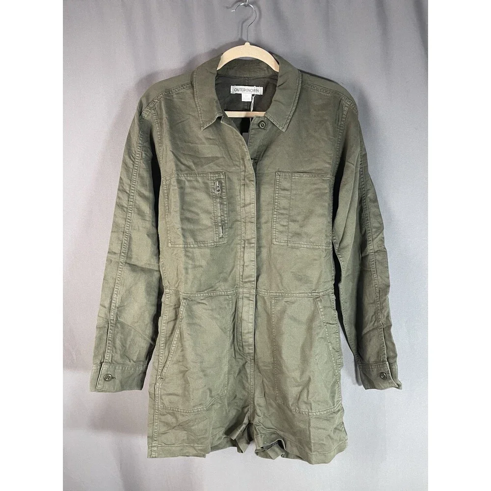 NEW Outerknown Women's Station Suit Shortall Olive Night Small | Sustainable - Picture 1 of 4